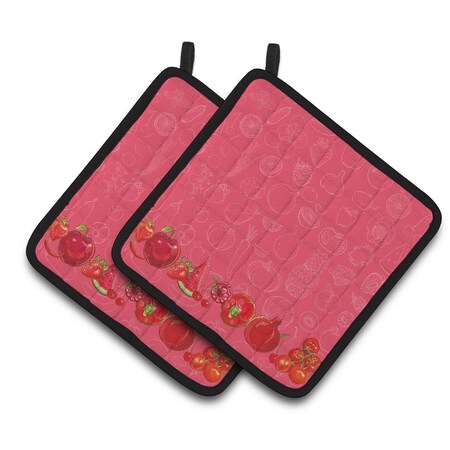 Carolines Treasures Fruits and Vegetables in Red Pair of Pot Holders BB5133PTHD